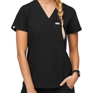 Womens Figs Black Scrub Top